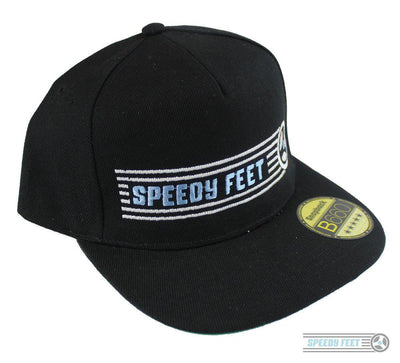 SpeedyFeet Snapback Cap - Black with White / Blue Logo