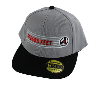 SpeedyFeet Snapback Cap - Grey with White / Red Logo / White wheel